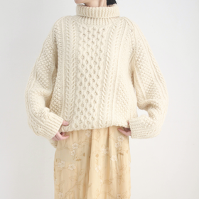 群馬県 高崎市 古着屋en turtleneck wool aran knit